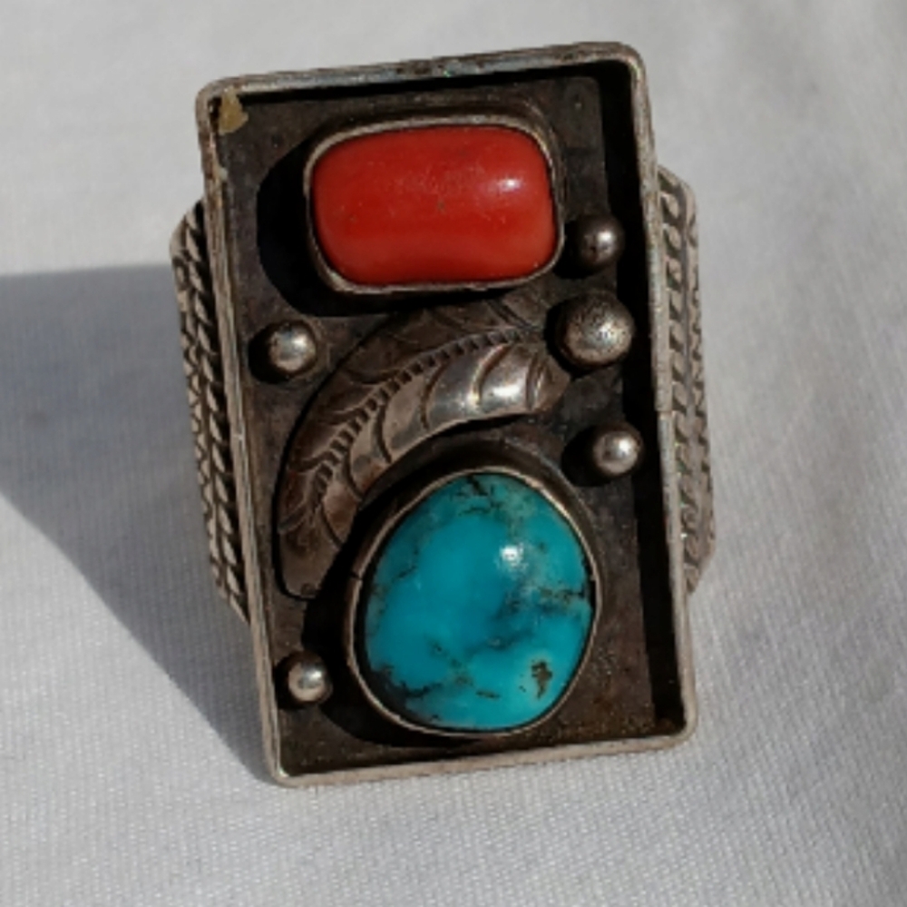 Native American Shadowbox Rectangle Turquoise Cor… - image 1